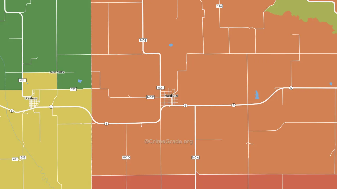 Hurdland, MO Map of Murder Rates