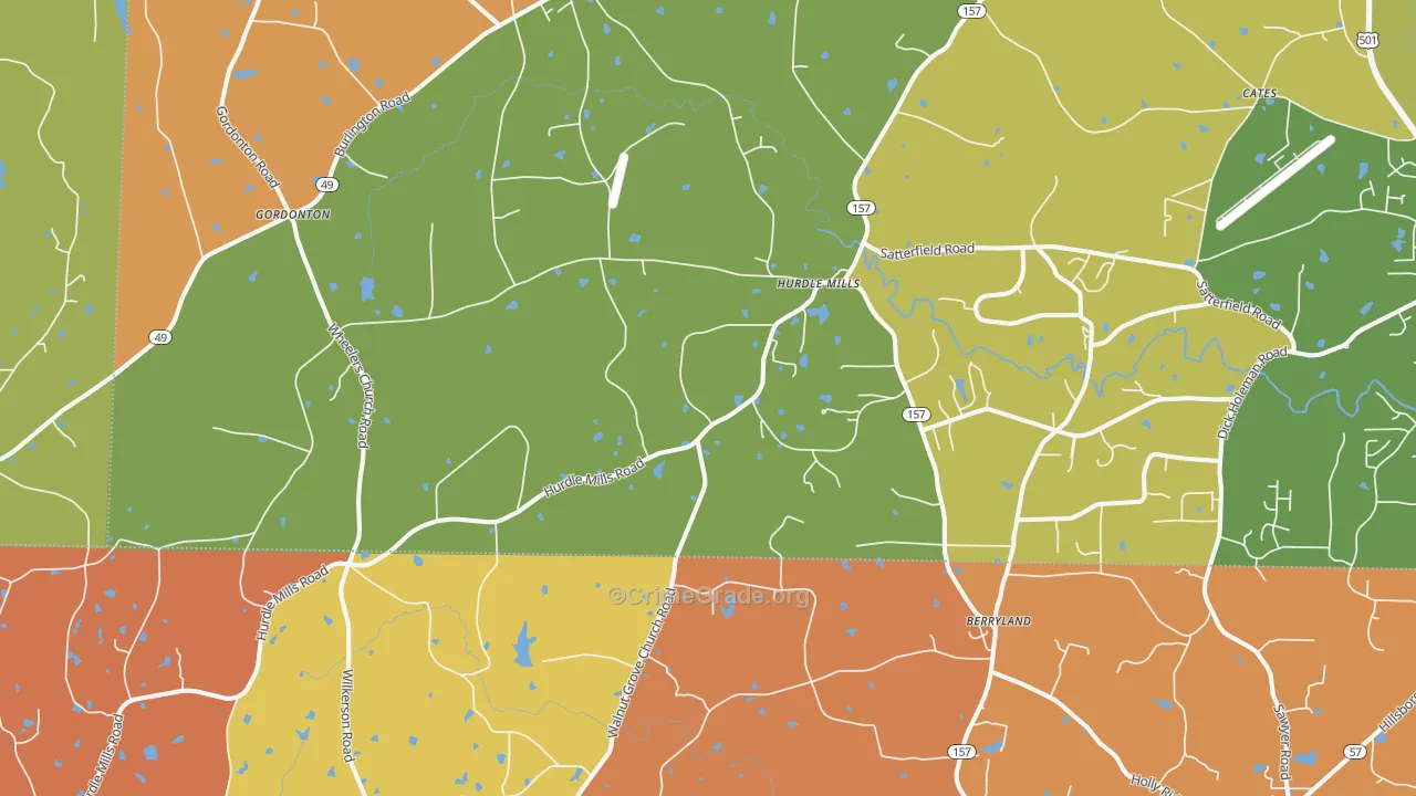 Hurdle Mills, NC Map of Murder Rates