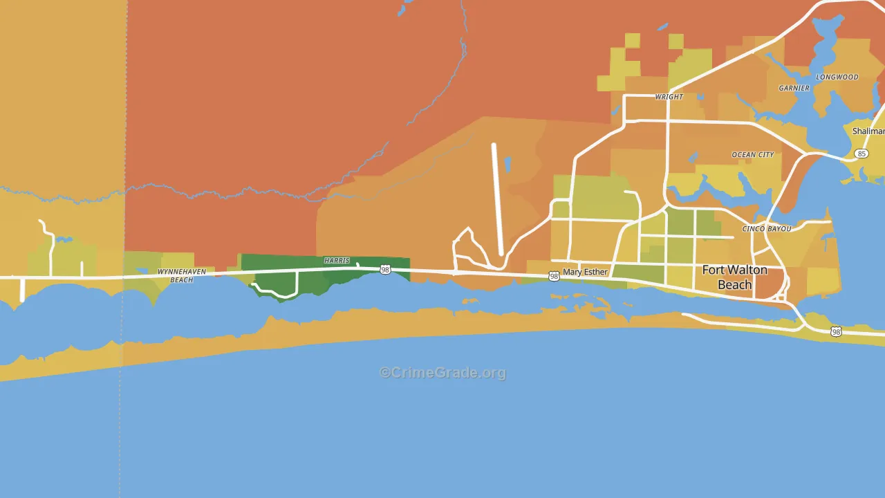 Hurlburt Field, FL Map of Murder Rates