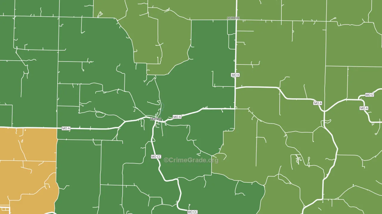 Hurley, MO Map of Murder Rates