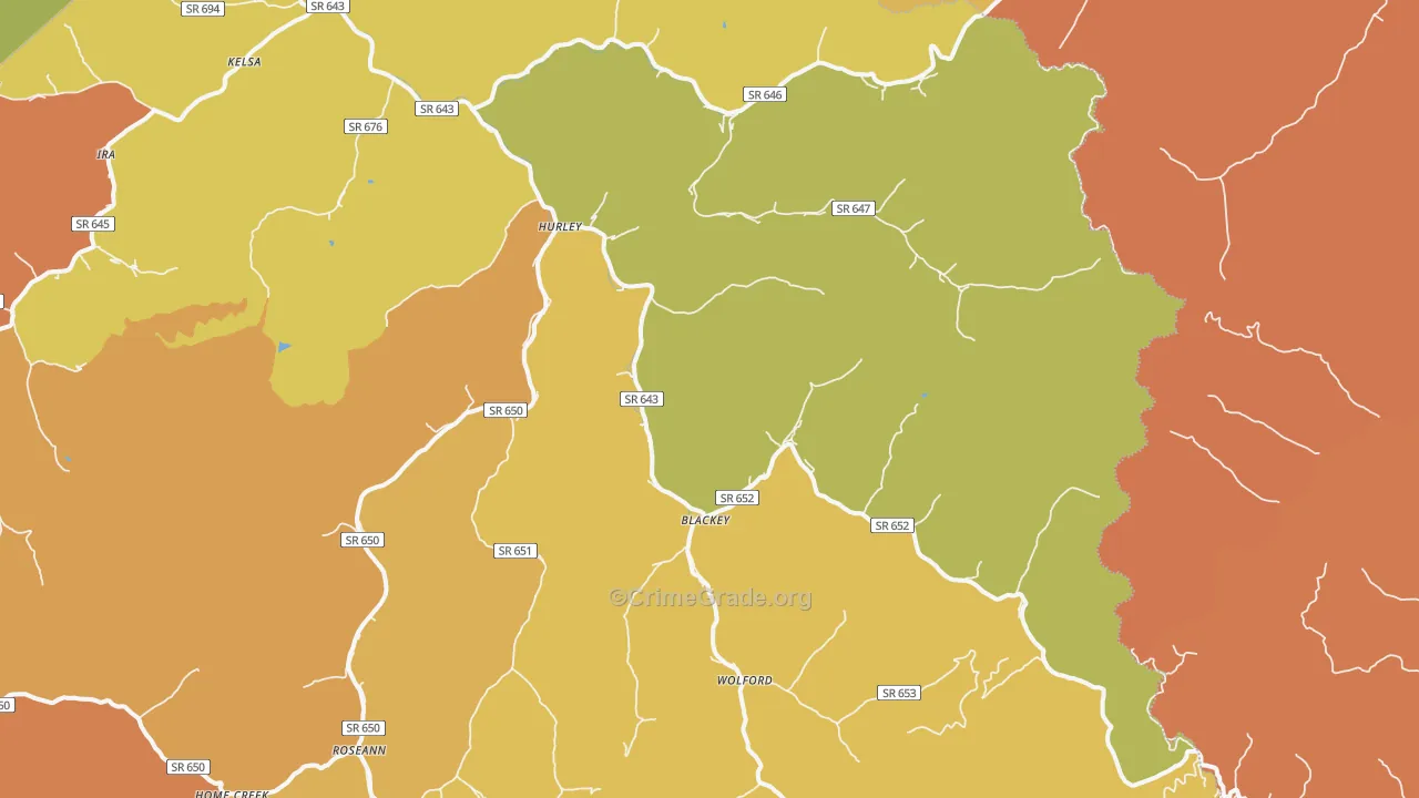 Hurley, VA Map of Murder Rates
