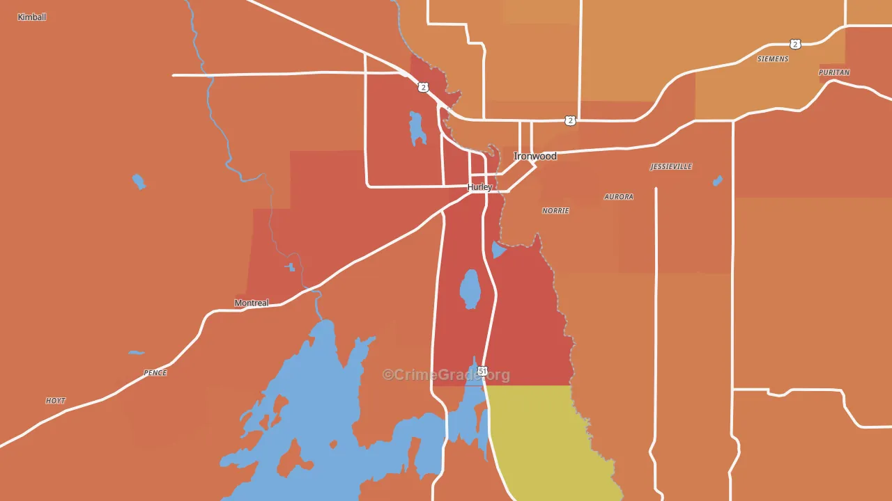 Hurley, WI Map of Murder Rates