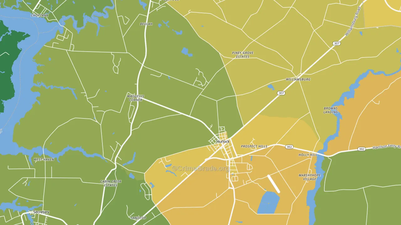 Hurlock, MD Map of Murder Rates