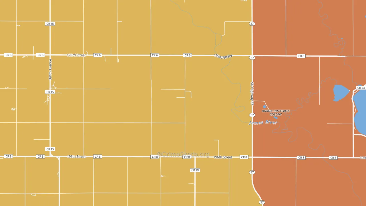 Huron Colony, SD Map of Murder Rates