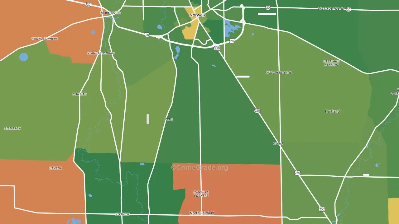 Huron County, OH Map of Murder Rates