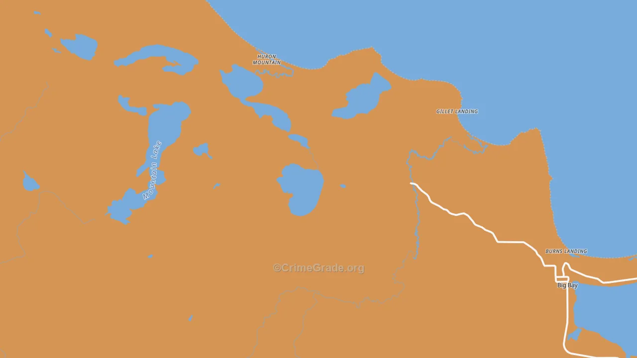 Huron Mountain, MI Map of Murder Rates