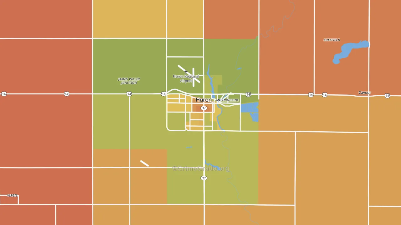 Huron, SD Map of Murder Rates