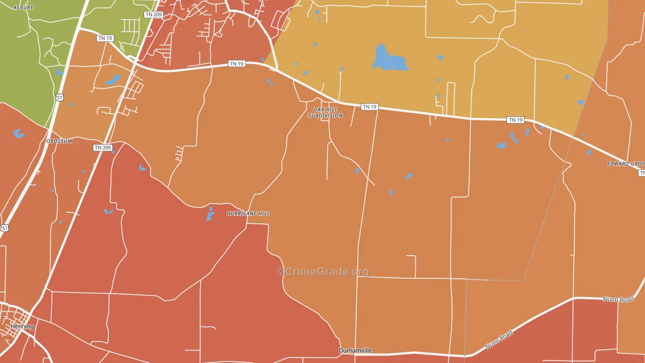 Hurricane Hill, TN Map of Murder Rates