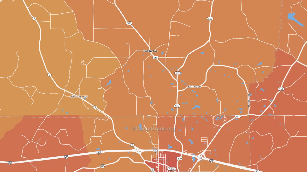 Hurricane, LA Map of Murder Rates