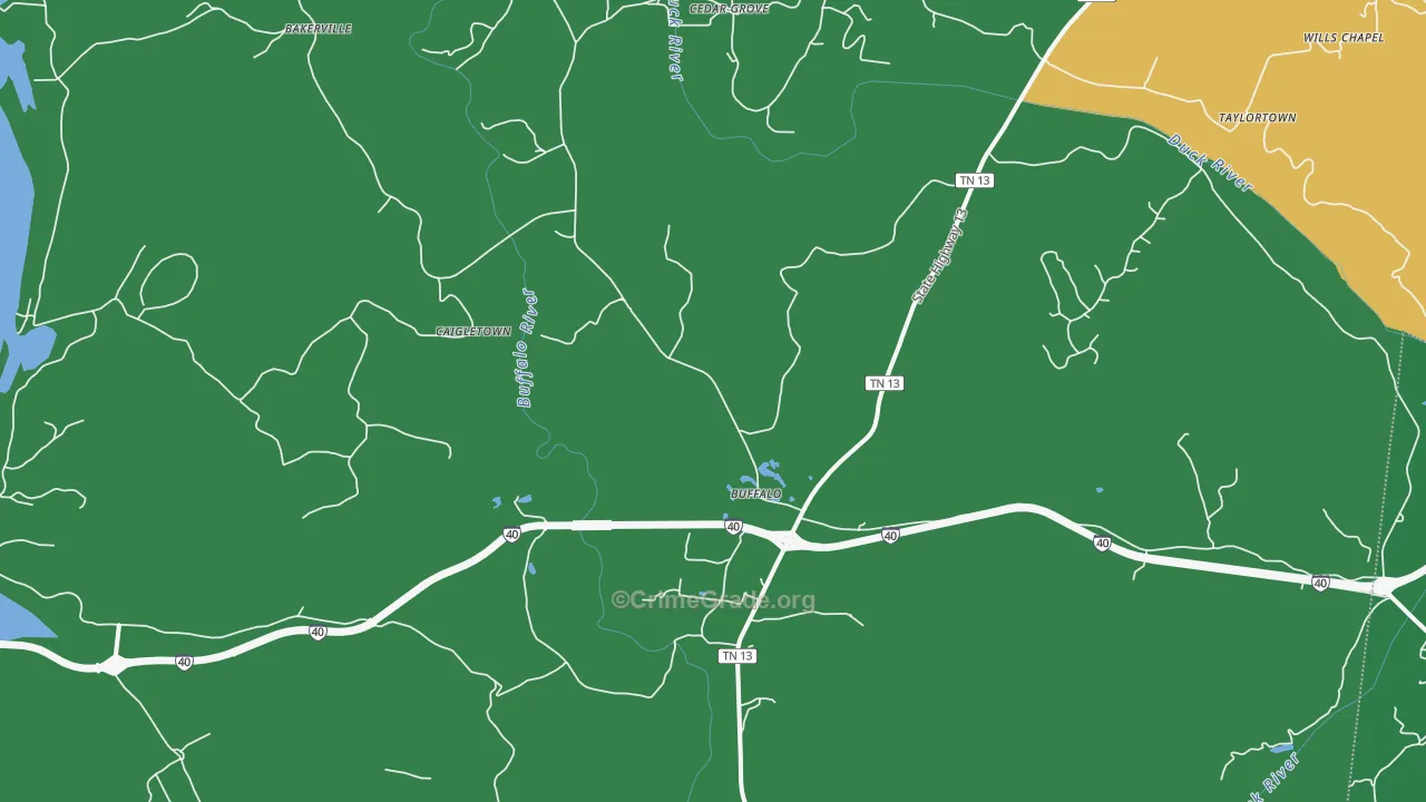 Hurricane Mills, TN Map of Murder Rates