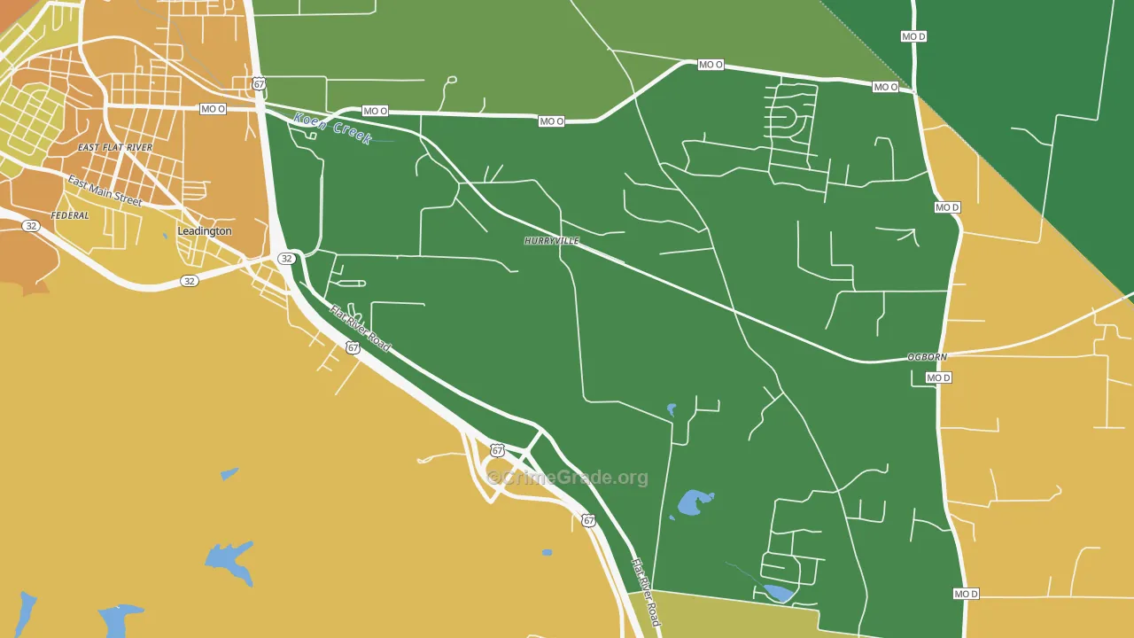 Hurryville, MO Map of Murder Rates