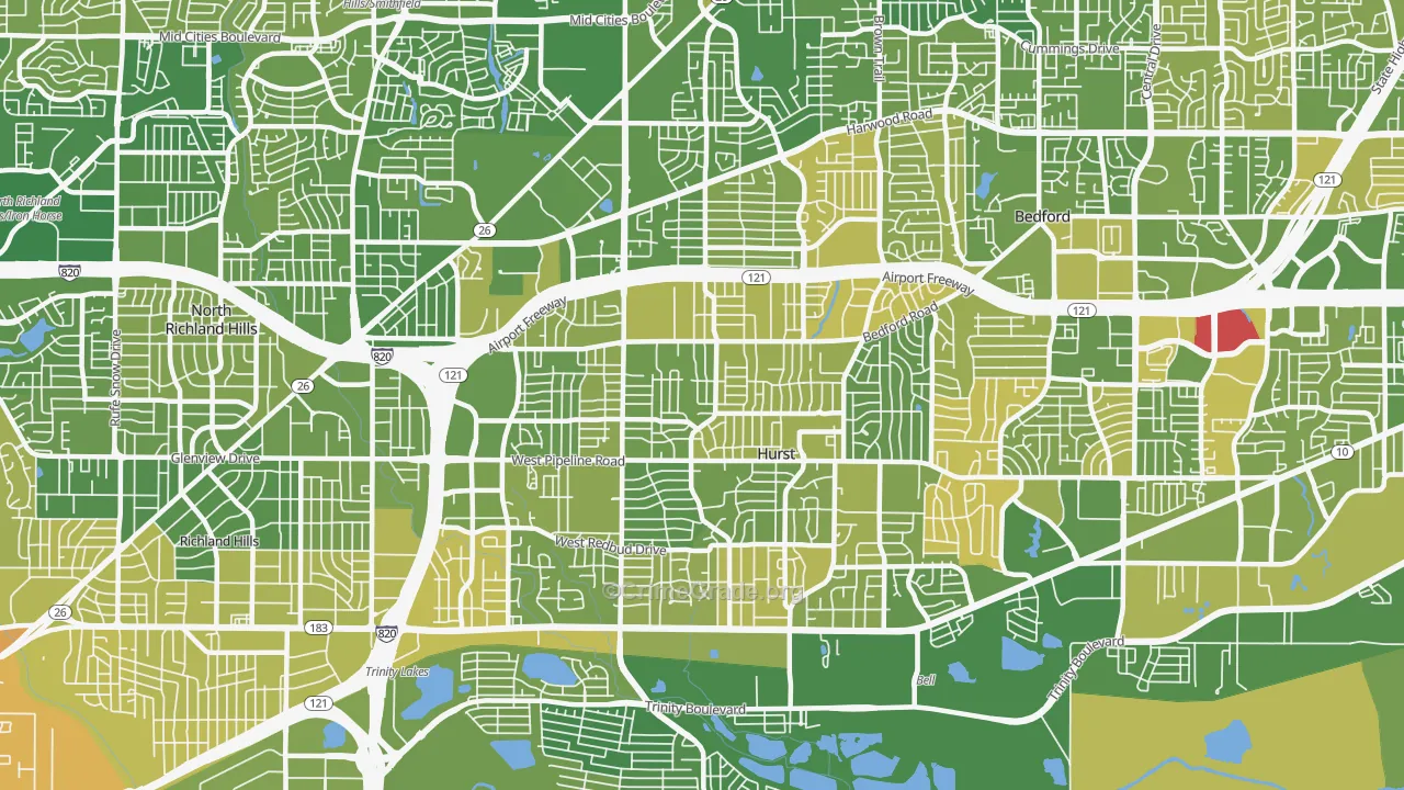 Hurst, TX Map of Murder Rates