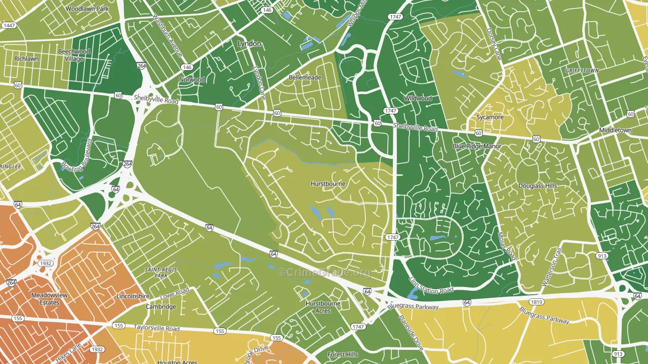 Hurstbourne, KY Map of Murder Rates