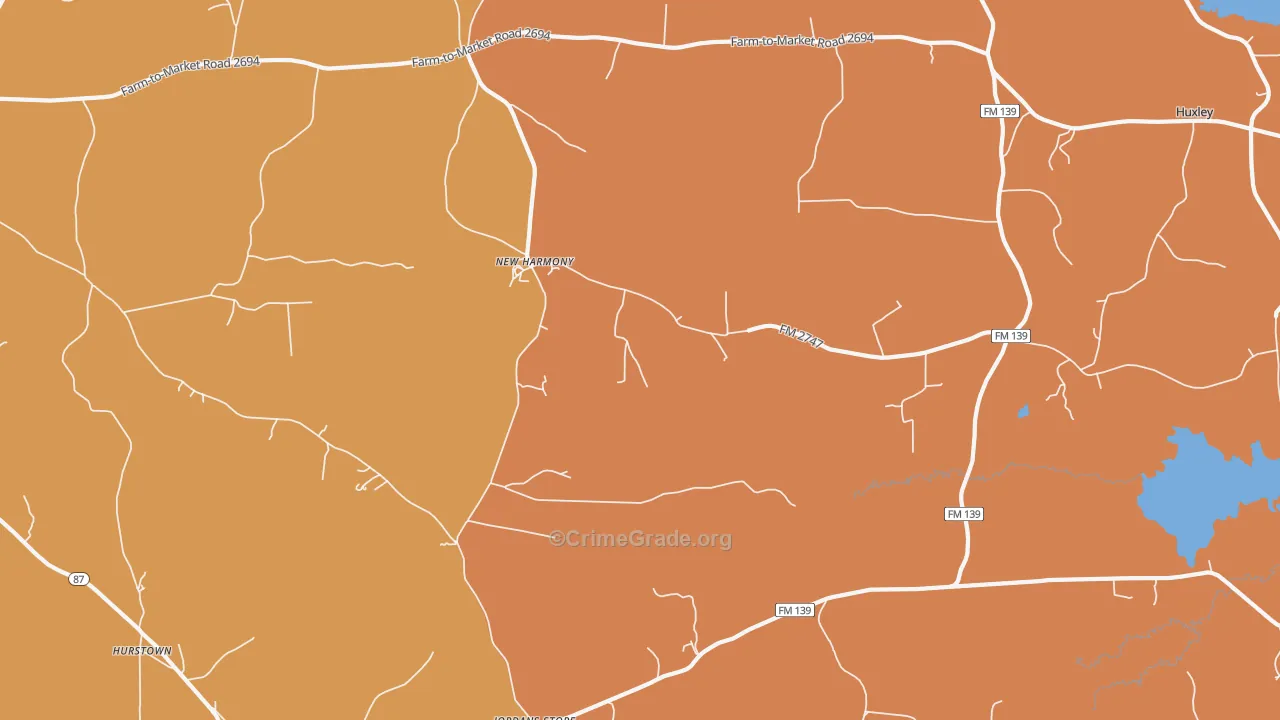 Hurstown, TX Map of Murder Rates
