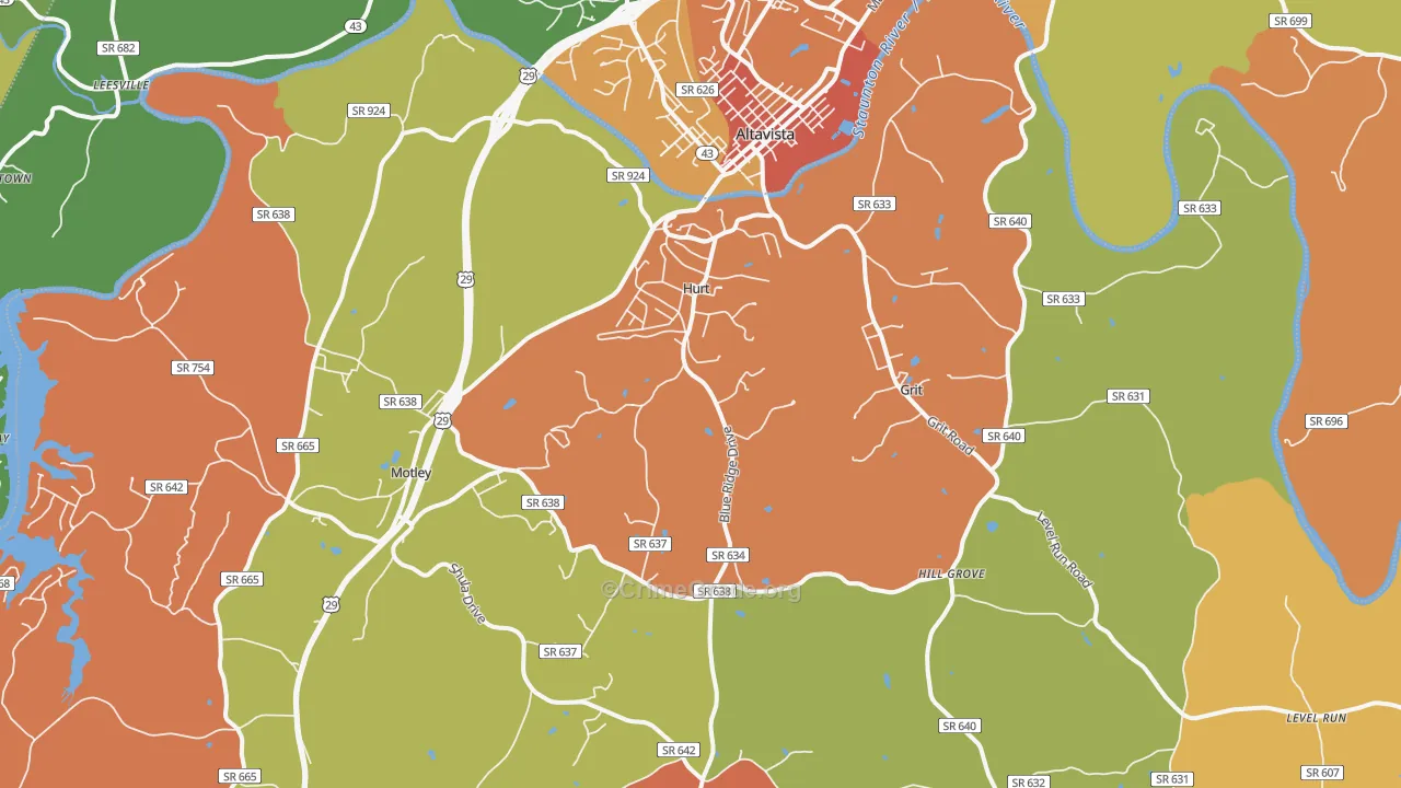 Hurt, VA Map of Murder Rates
