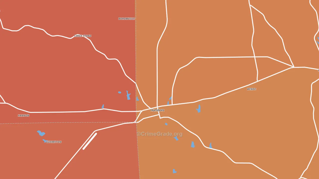 Hurtsboro, AL Map of Murder Rates