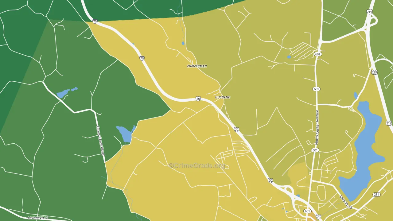 Husband, PA Map of Murder Rates