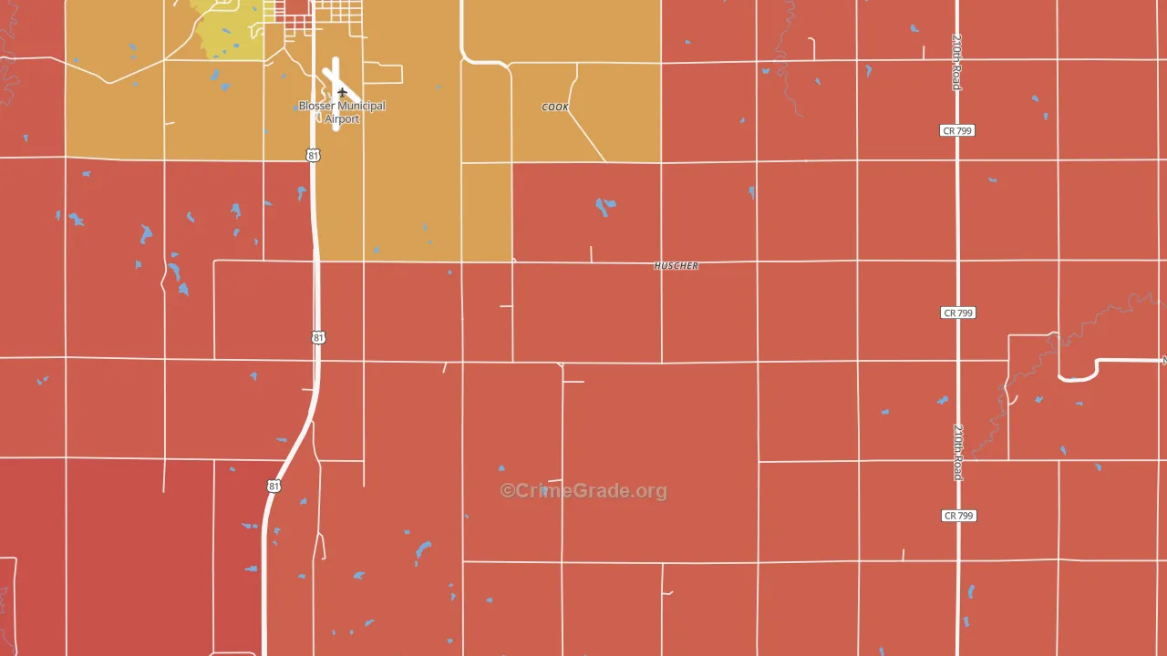 Huscher, KS Map of Murder Rates