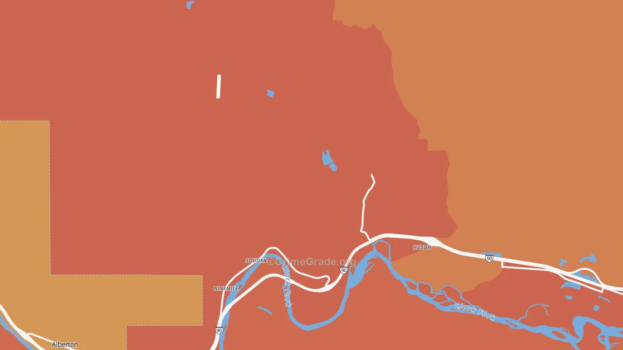 Huson, MT Map of Murder Rates
