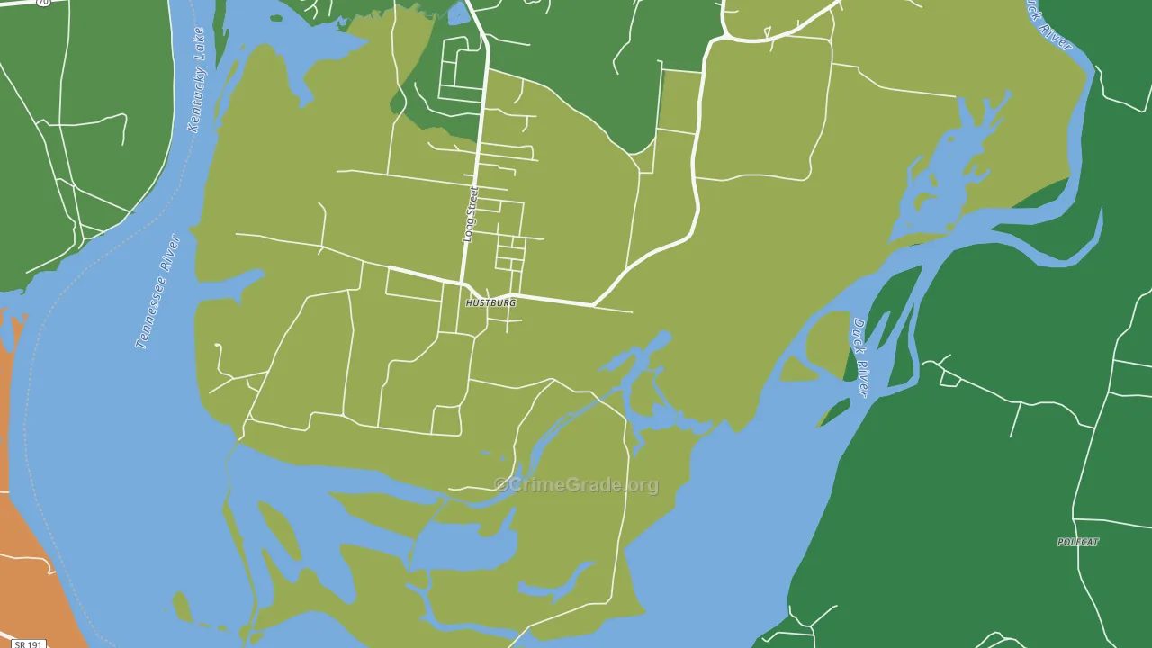 Hustburg, TN Map of Murder Rates
