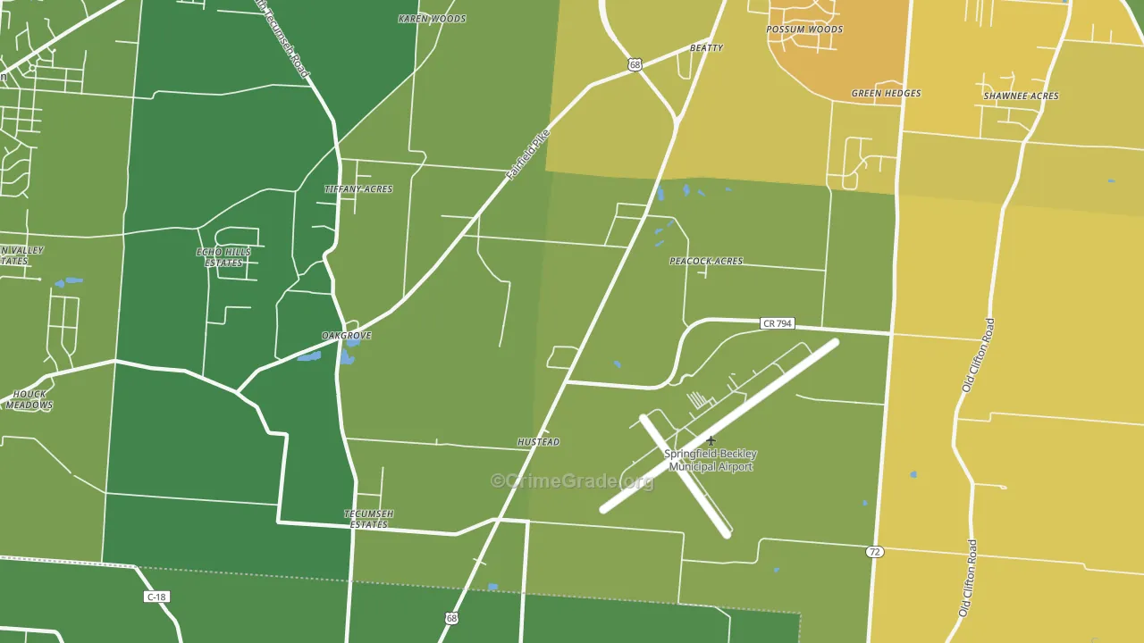Hustead, OH Map of Murder Rates