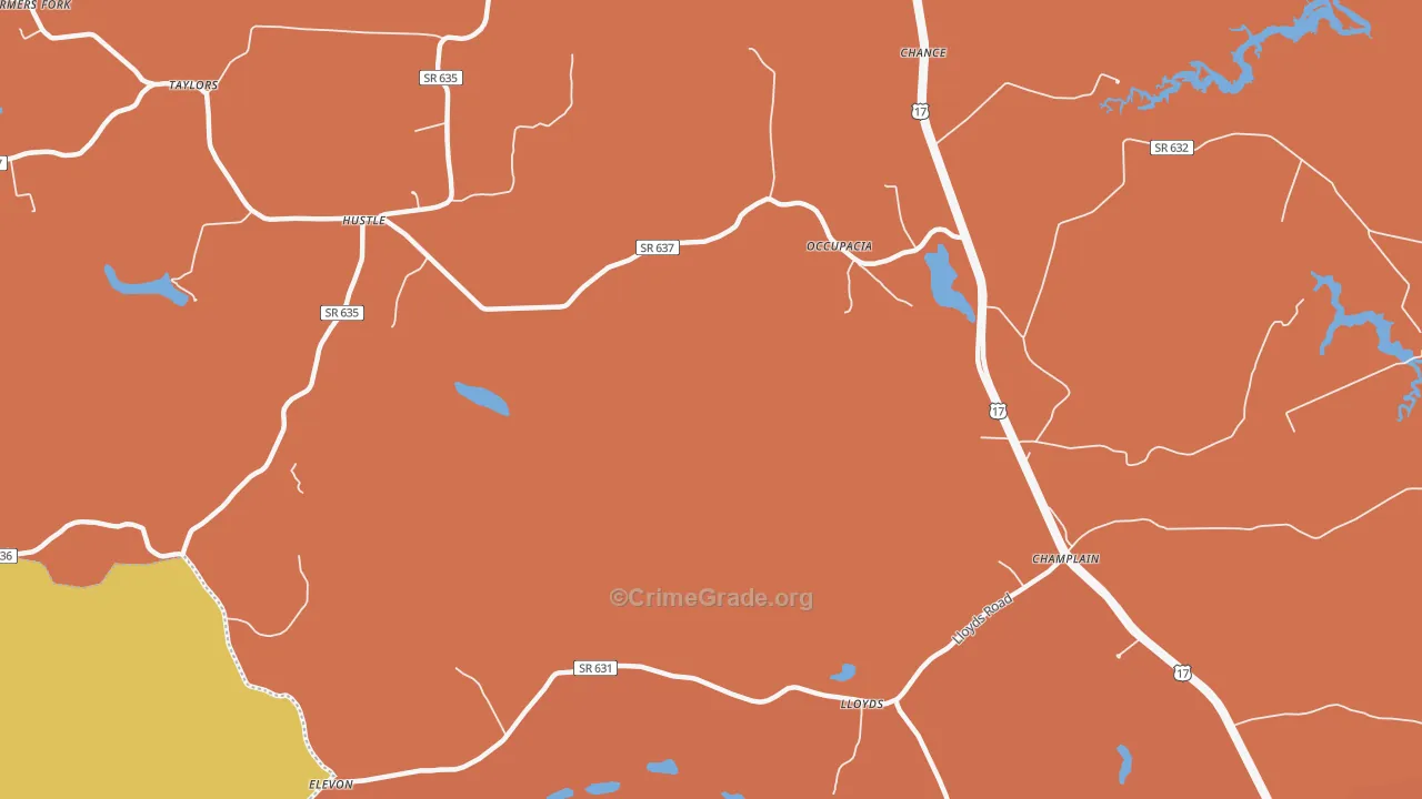 Hustle, VA Map of Murder Rates