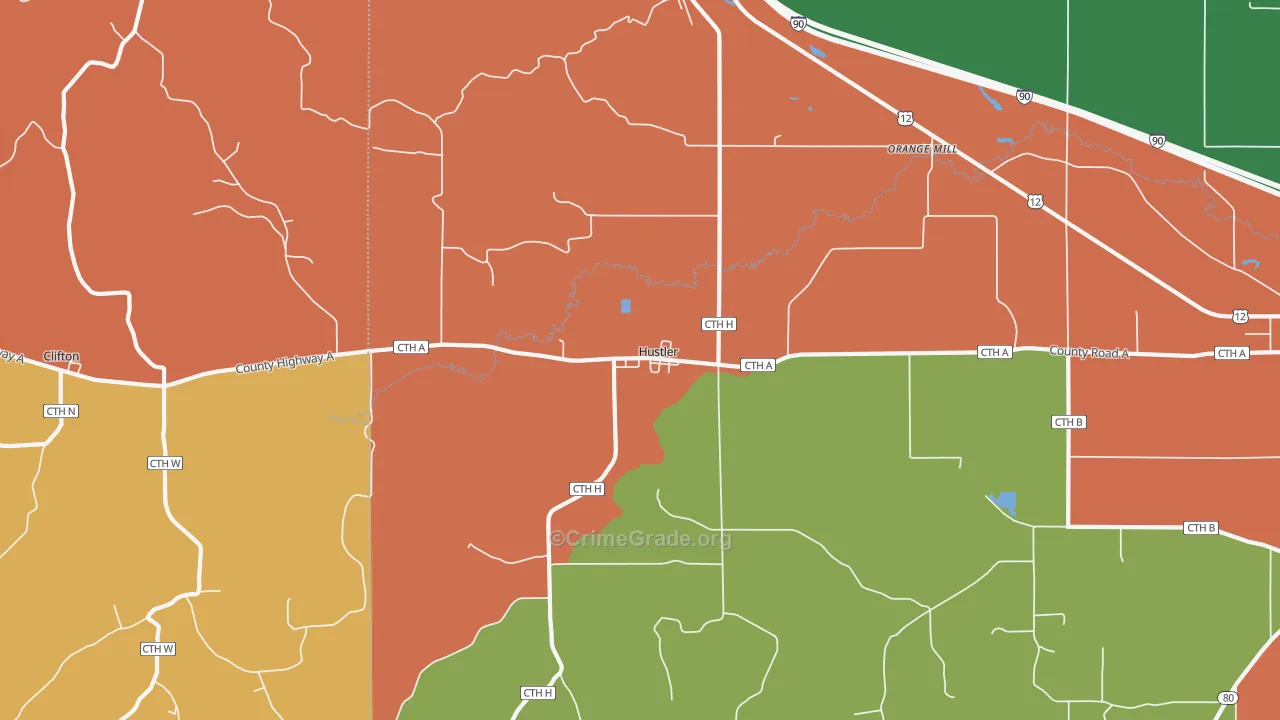 Hustler, WI Map of Murder Rates