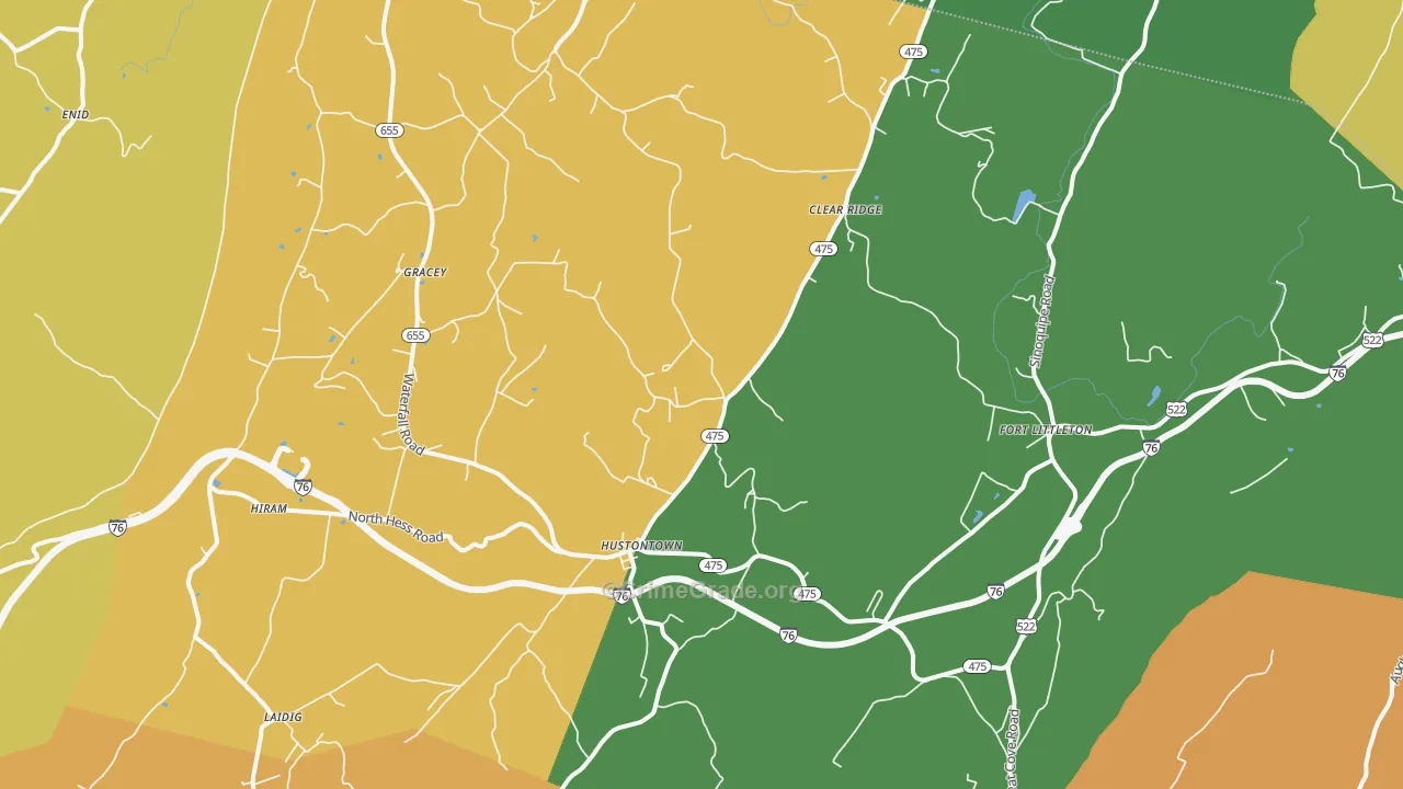 Hustontown, PA Map of Murder Rates