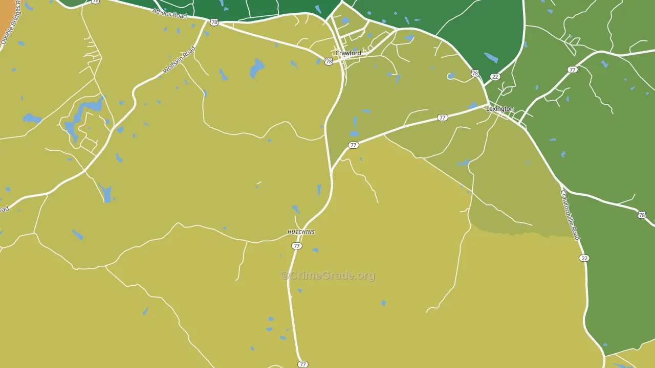 Hutchins, GA Map of Murder Rates