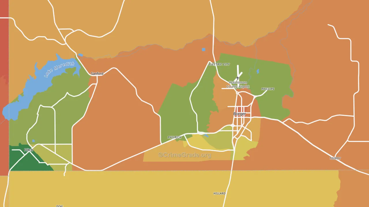 Hutchinson County, TX Map of Murder Rates