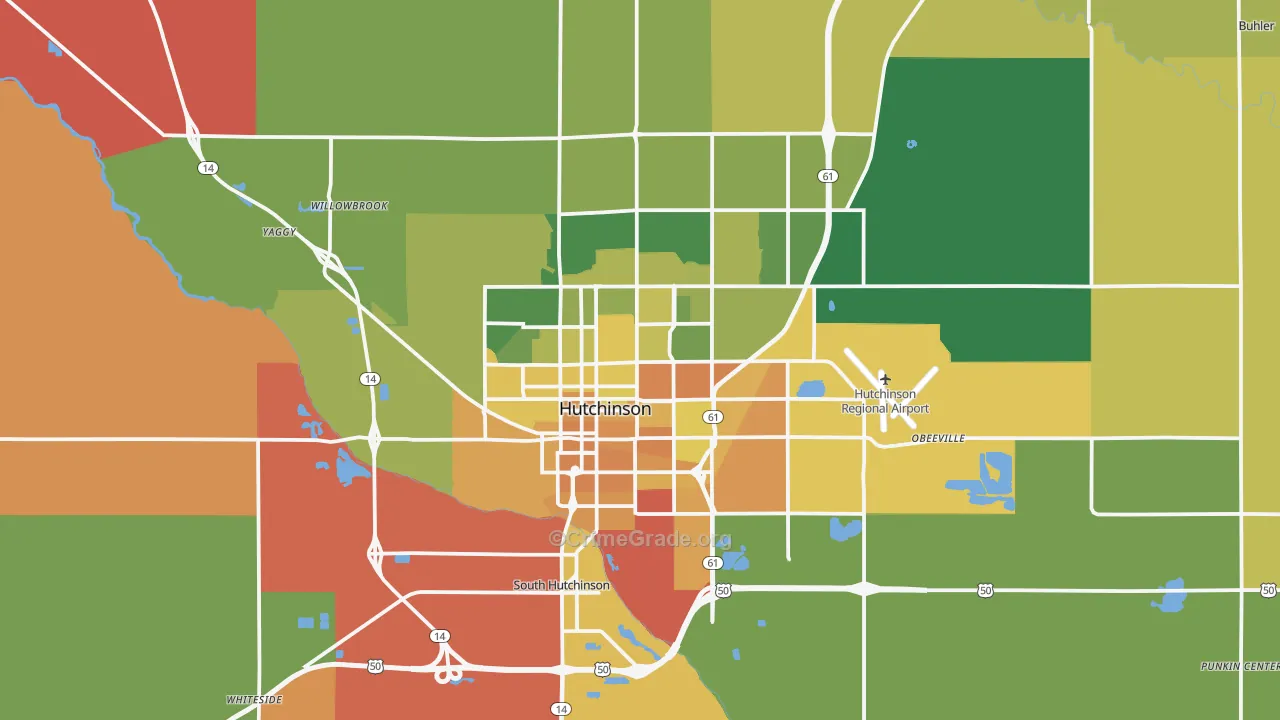 Hutchinson, KS Map of Murder Rates