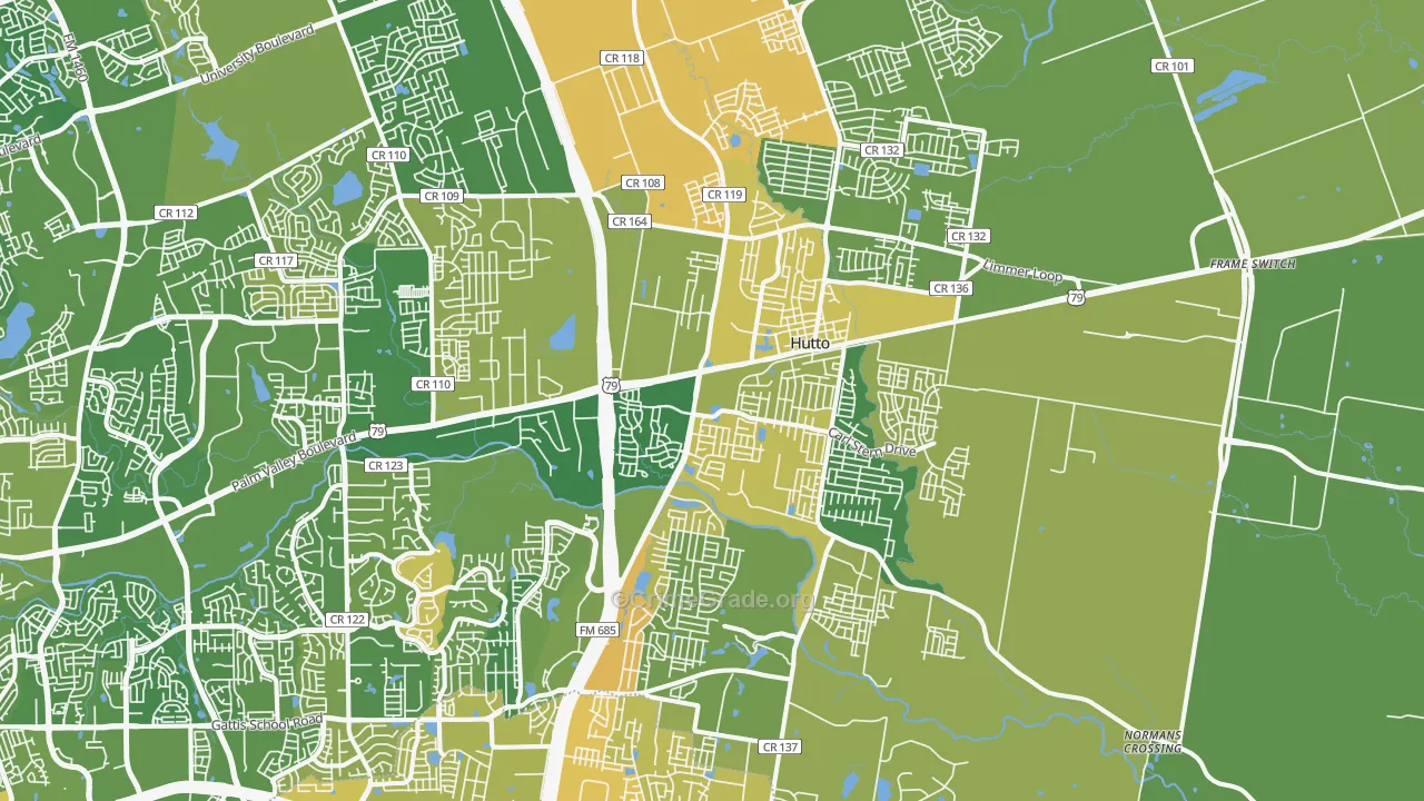 Hutto, TX Map of Murder Rates