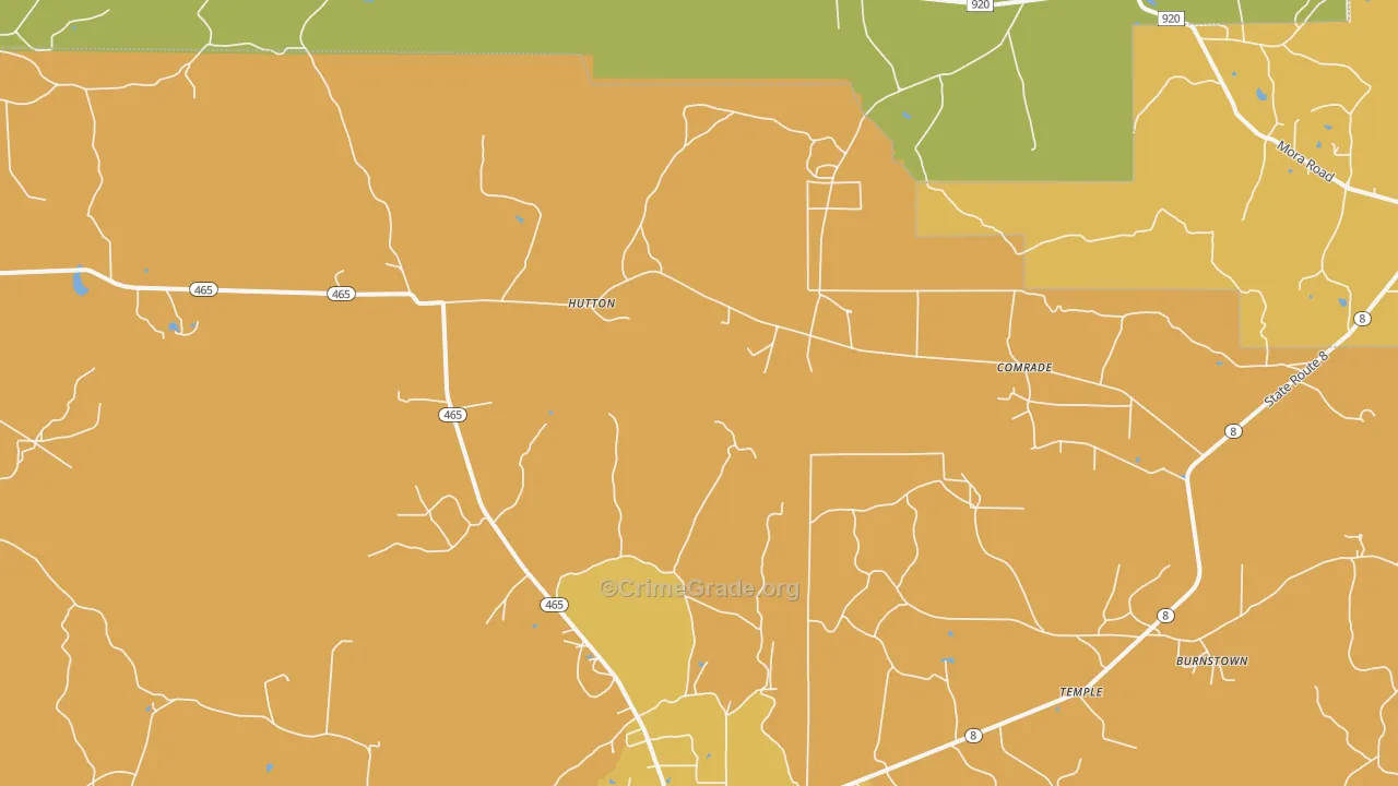 Hutton, LA Map of Murder Rates