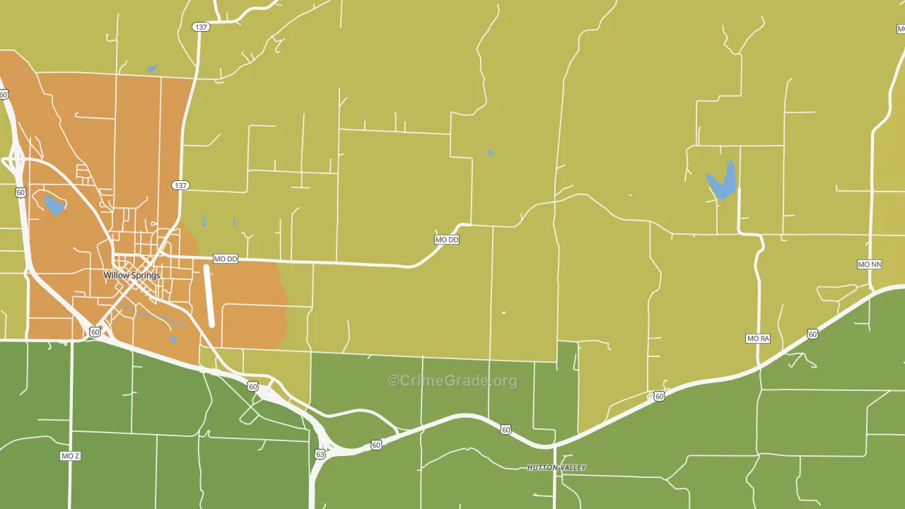 Hutton Valley, MO Map of Murder Rates