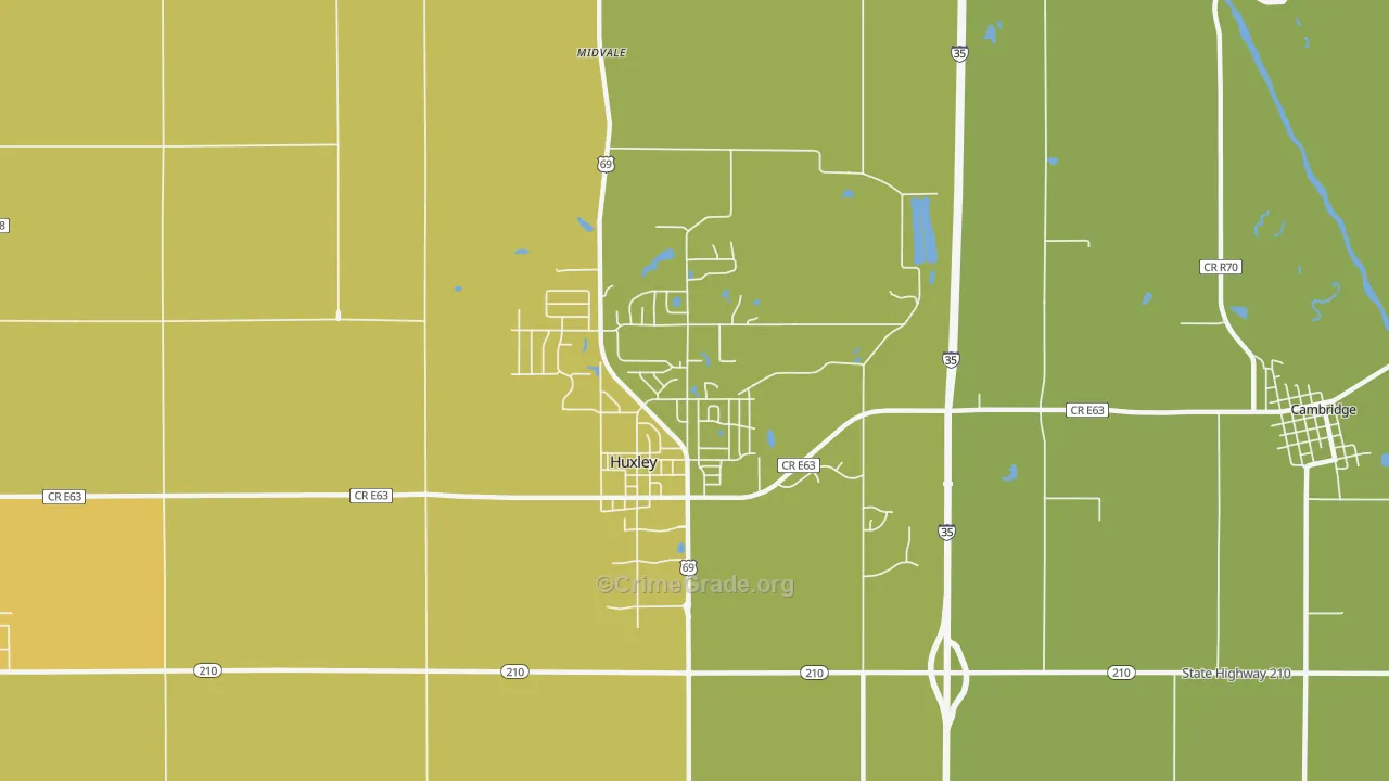 Huxley, IA Map of Murder Rates