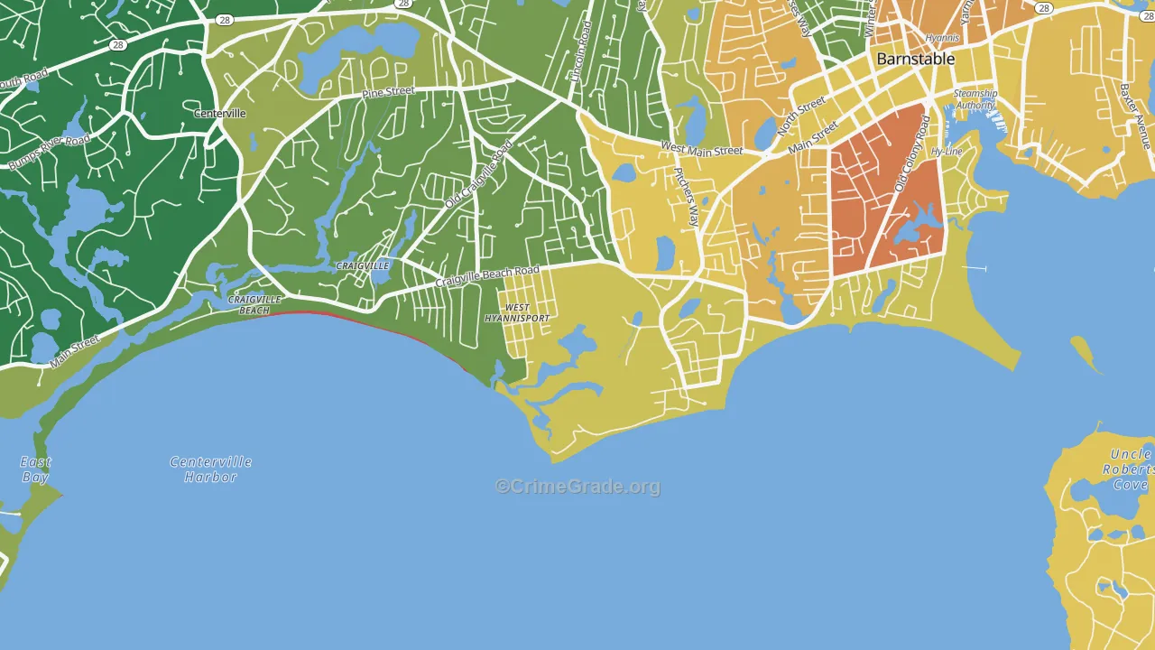 Hyannis Port, MA Map of Murder Rates