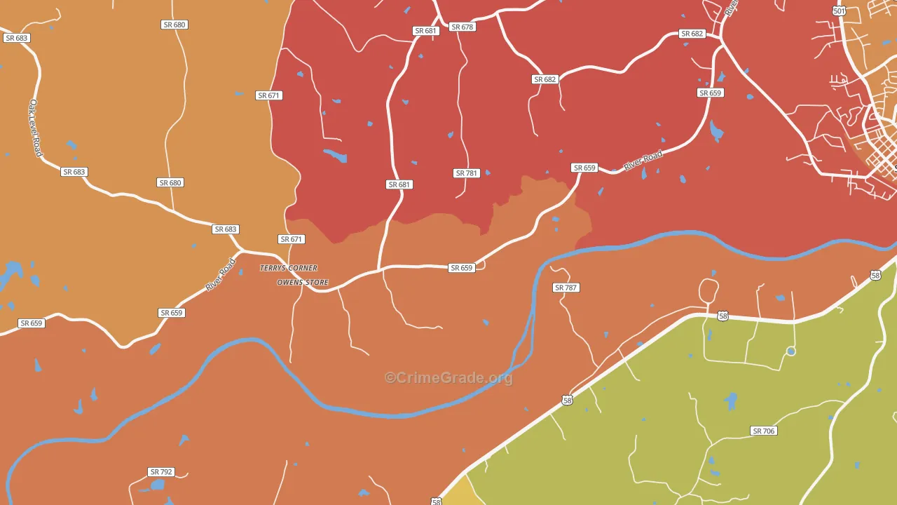 Hyco, VA Map of Murder Rates