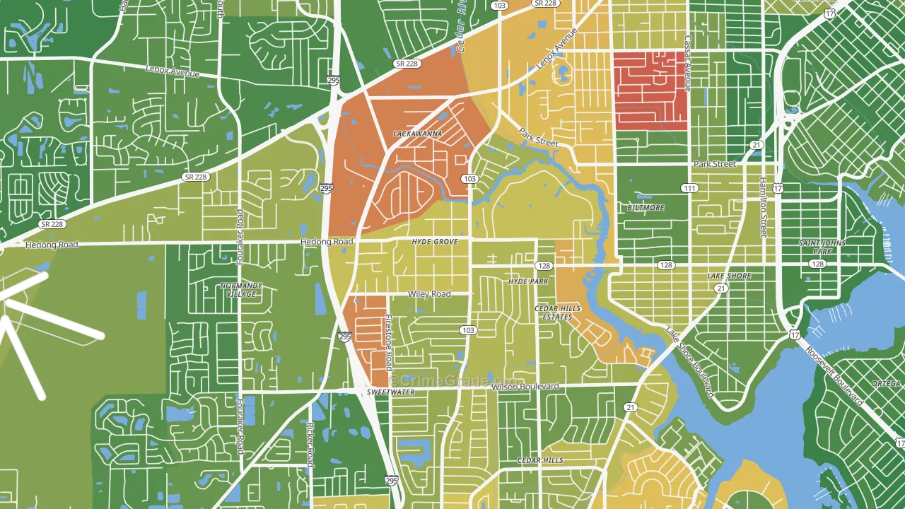 Hyde Park, Jacksonville, FL Map of Murder Rates