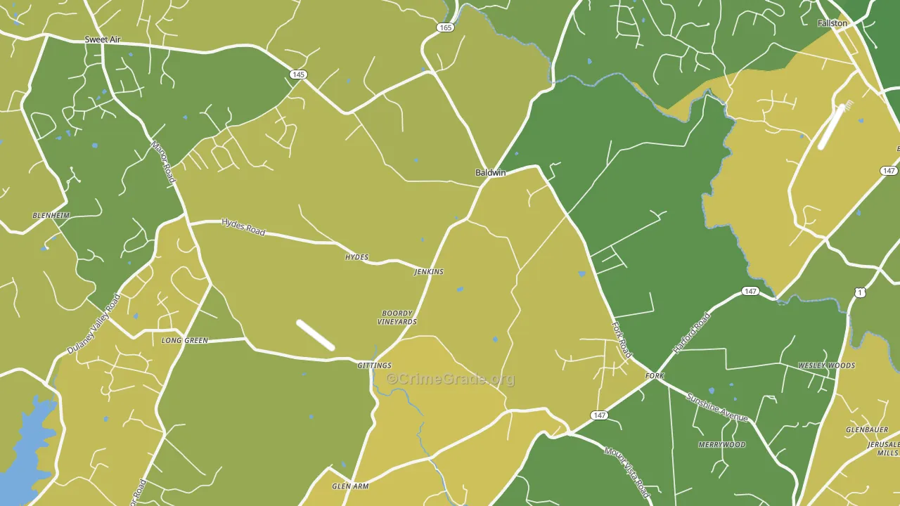 Hydes, MD Map of Murder Rates