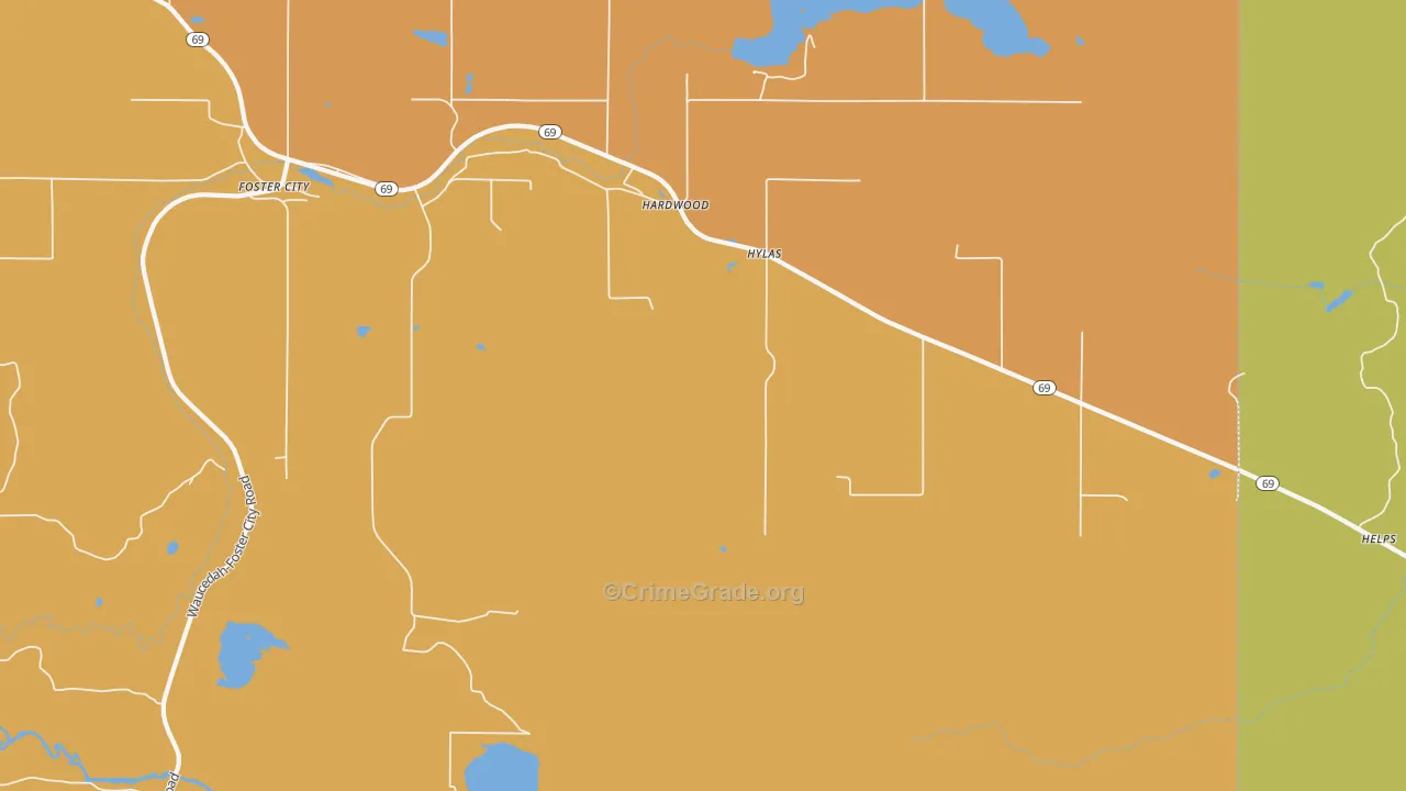 Hylas, MI Map of Murder Rates