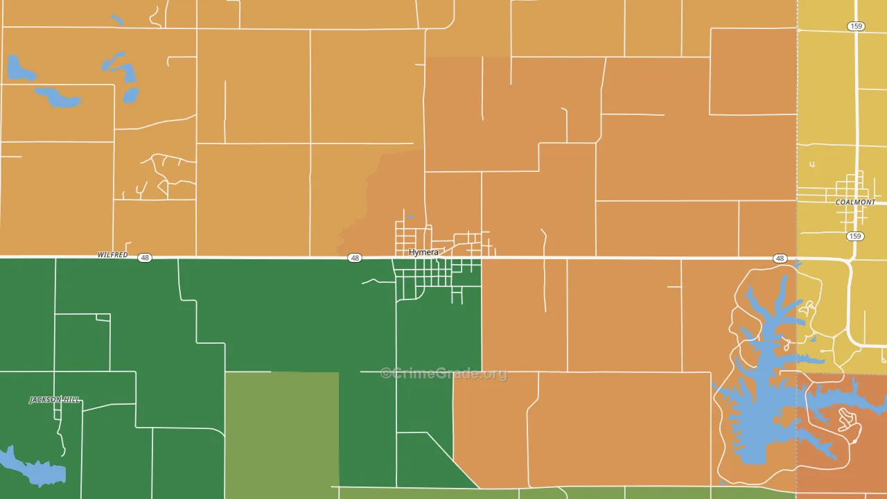 Hymera, IN Map of Murder Rates