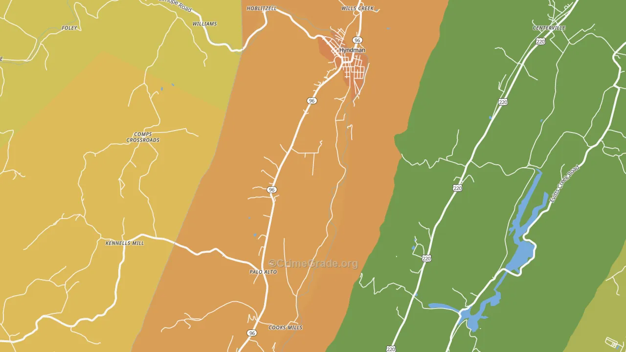 Hyndman, PA Map of Murder Rates