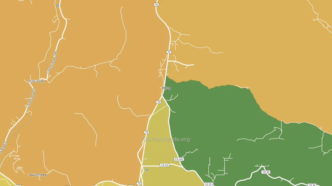 Hytop, AL Map of Murder Rates