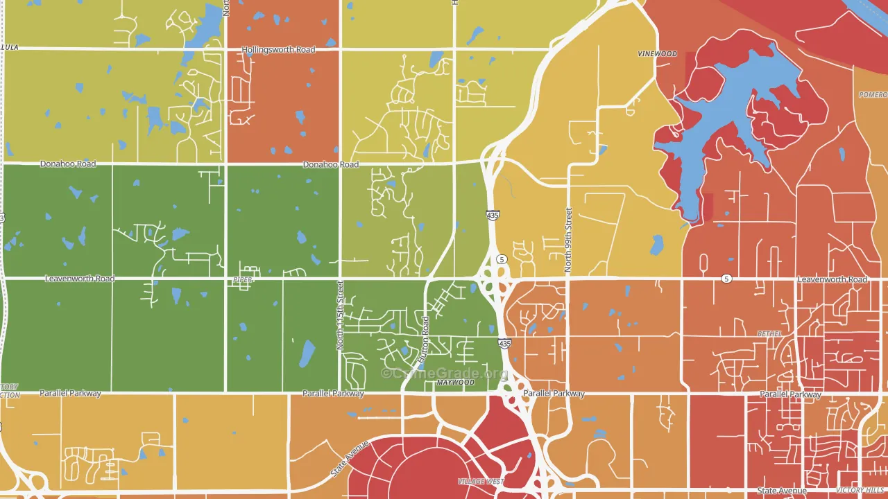 I-435 West KC-KS, Kansas City, KS Map of Murder Rates