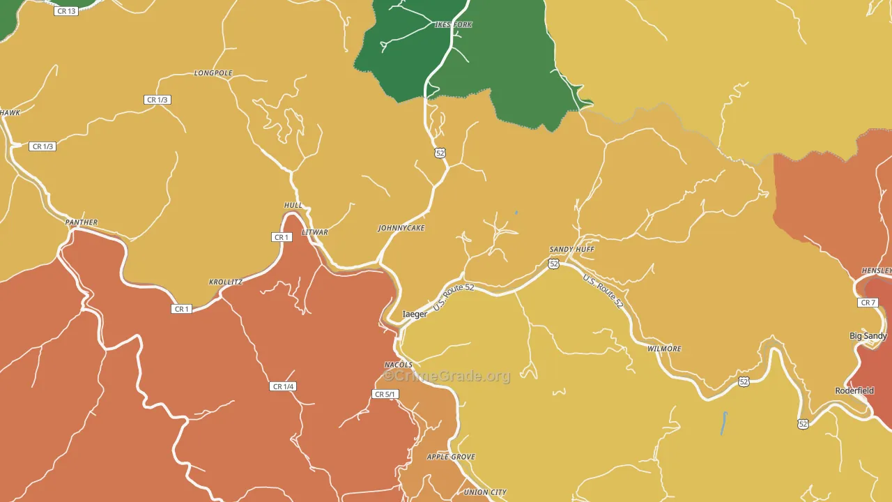 Iaeger, WV Map of Murder Rates