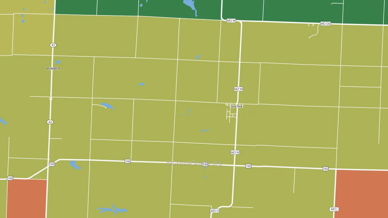 Iantha, MO Map of Murder Rates