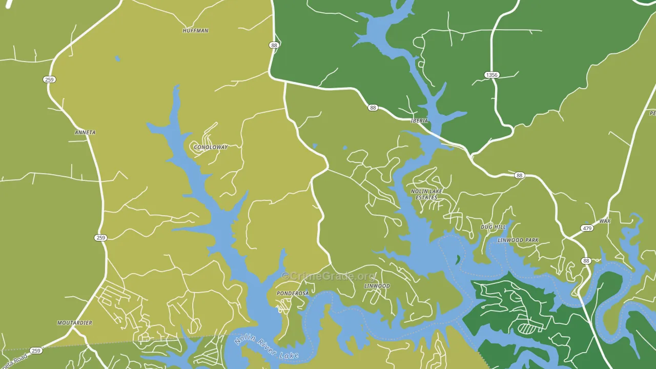 Iberia, KY Map of Murder Rates