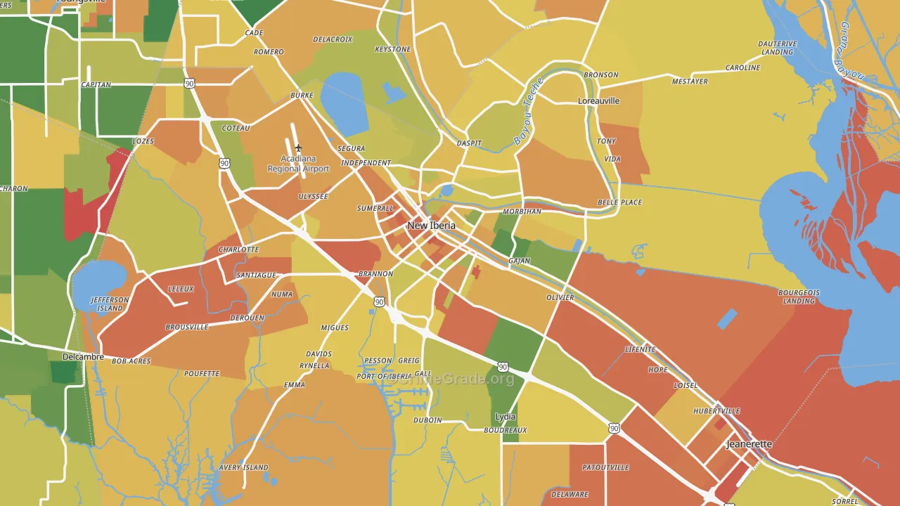 Iberia Parish, LA Map of Murder Rates