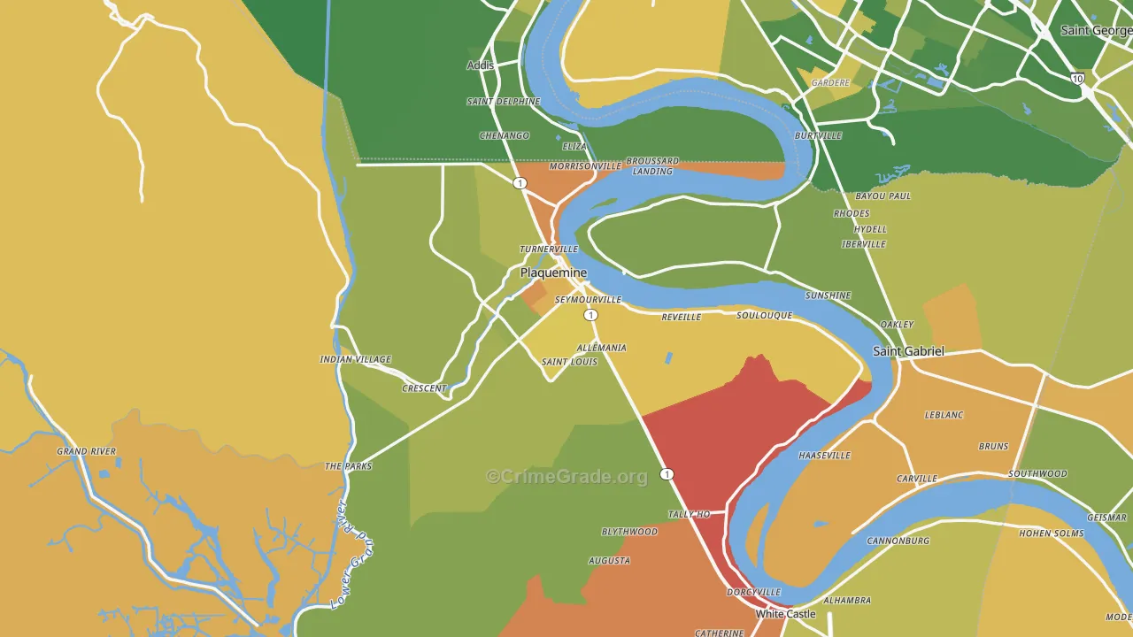 Iberville Parish, LA Map of Murder Rates