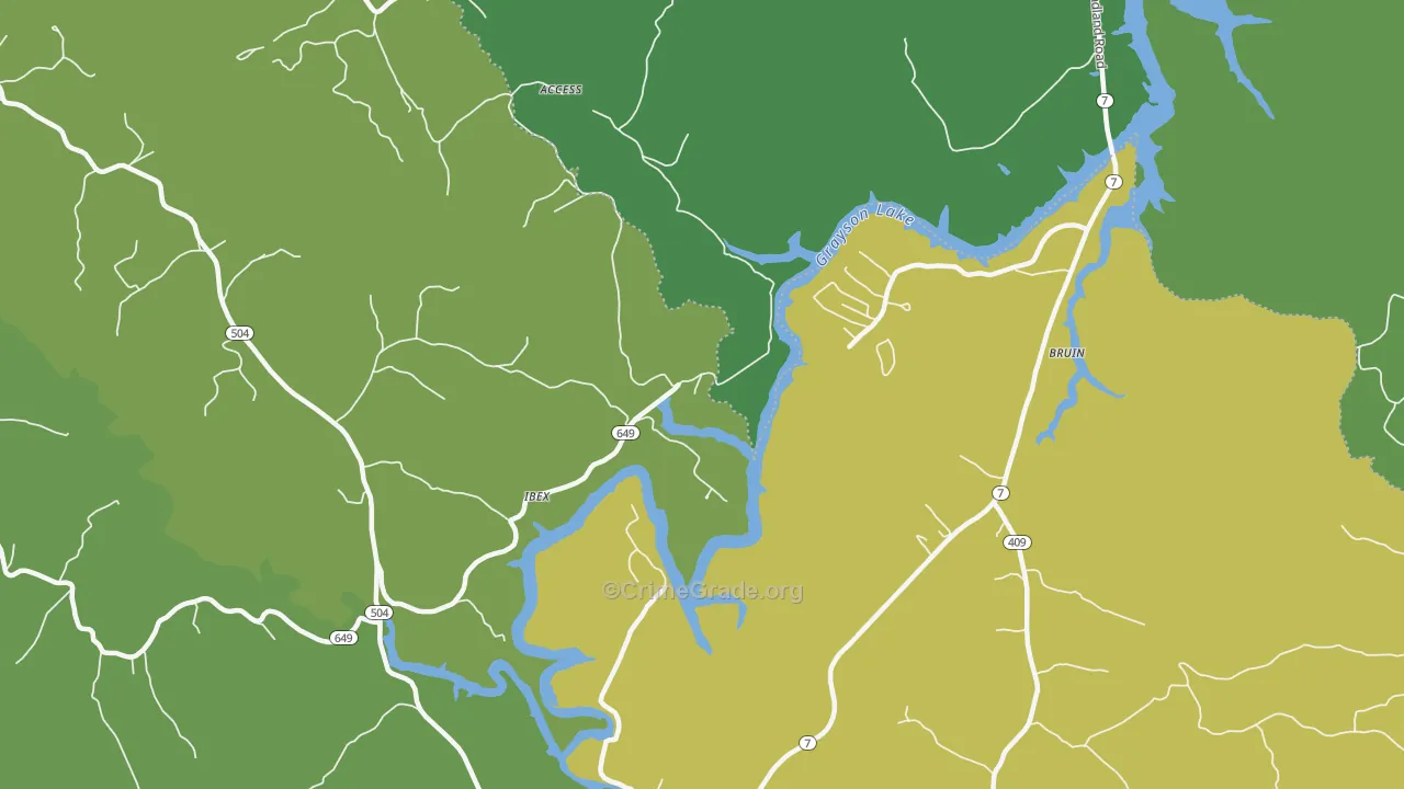 Ibex, KY Map of Murder Rates